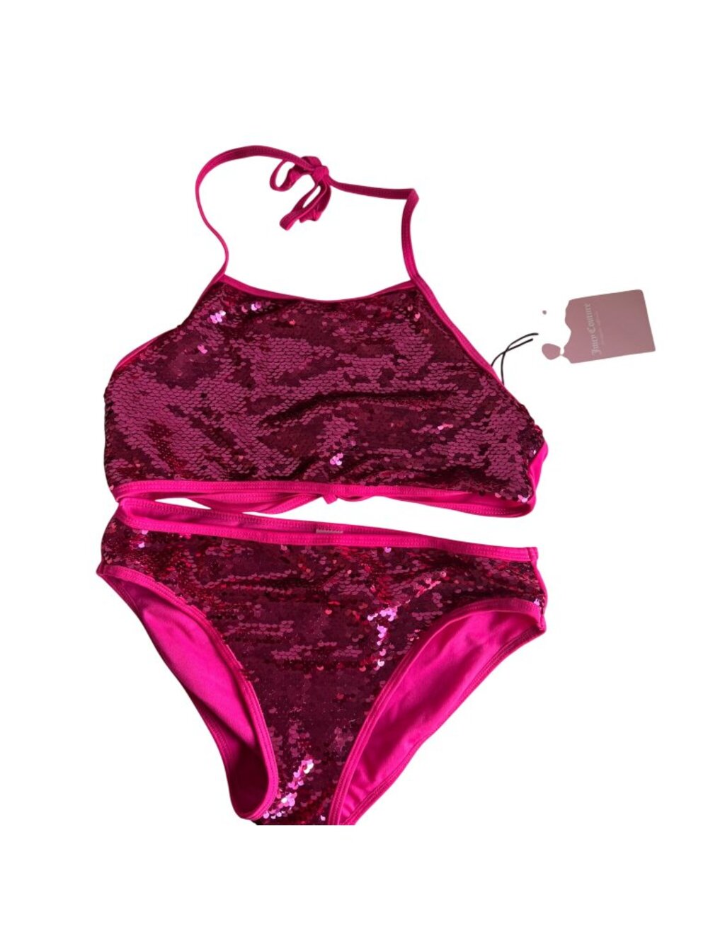Juicy Couture Girls Pink Sequin Bikini Set Girls Size 14/16